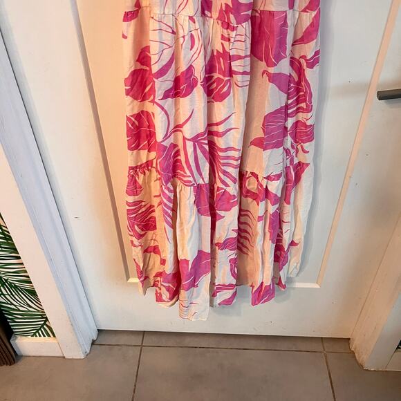 Mango Pink Floral Maxi Dress Spaghetti Straps Sz 6 Resortwear Vacation - Picture 8 of 13